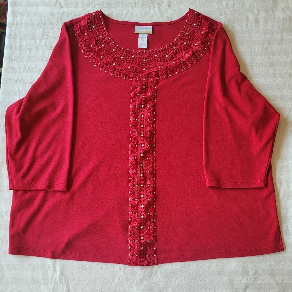 Alfred Dunner Elegant Red Women's Top Size 3XL